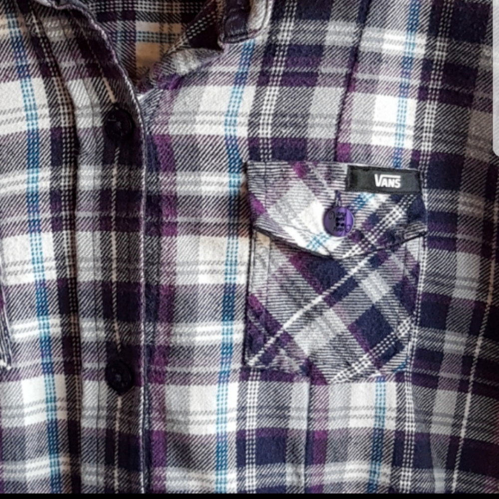 VANS S Plaid Flannel Button Down Shirt Size Small - Picture 4 of 5